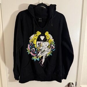 Fatal Large Black Men's  Hoodie Graphic Logo Front and Back